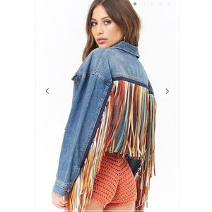 Colorful Fringe Denim Jacket